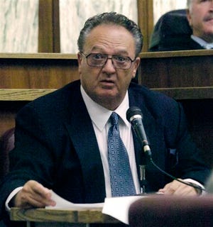 John Martorano is questioned in U.S. District Court in Miami on Sept. 17, 2008, about his plea agreement in exchange for testifying against former FBI agent John Connolly. Connolly is accused of helping the Boston mob murder Miami gambling executive John Callahan in 1982, at Miami International Airport. Martorano is on the witness list to testify at the trial of James "Whitey" Bulger. (AP Photo/Marice Cohn Band)