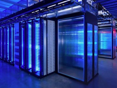 This undated photo provided by Facebook shows the server room at the company's data center in Prineville, Ore. The revelations that the National Security Agency is perusing millions of U.S. customer phone records at Verizon and snooping on the digital communications stored by nine major Internet services illustrate how aggressively personal data is being collected and analyzed. (AP Photo/Facebook, Alan Brandt)
