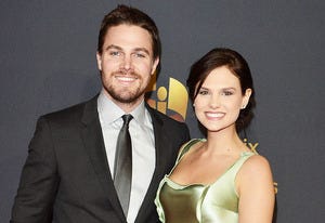 Stephen Amell and Cassandra Jean | Photo Credits: George Pimentel/Getty Images