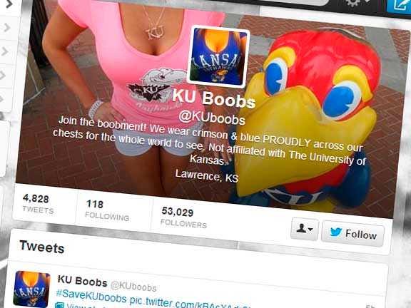 The University of Kansas has sent a cease and desist letter to the operator of the @KUboobs Twitter account.