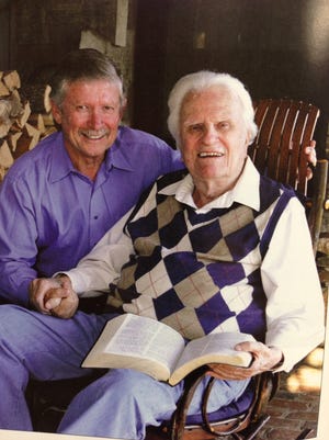 The Rev. Dr. Don Wilton, left, sits with longtime friend the Rev. Billy Graham at Graham's Montreat, N.C., home.