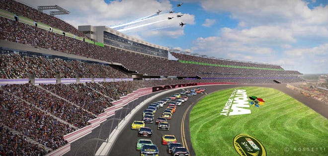 This artist rendering provided by Daytona International Speedway shows a proposed addition to the speedway.