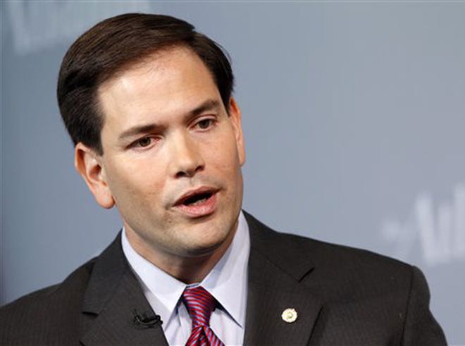 In this Oct. 5, 2011 file photo, Sen. Marco Rubio, R-Fla. speaks in Washington. Rubio is address House conservatives Wednesday afternoon June 5, 2013 on a far-reaching immigration bill.