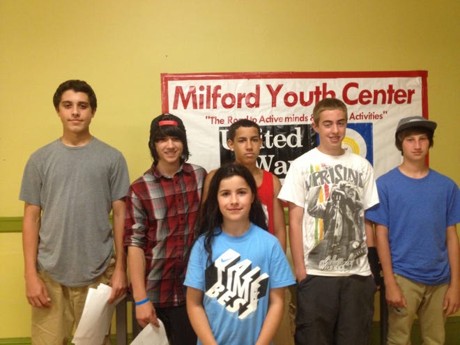 A group of kids from the youth center, including (from left to right) Ellijah Core, Iago Macedo, Bella Renard, Lenin Perez, Nathan Still and Ryan Goodro, won a $1,000 grant to build a state park.