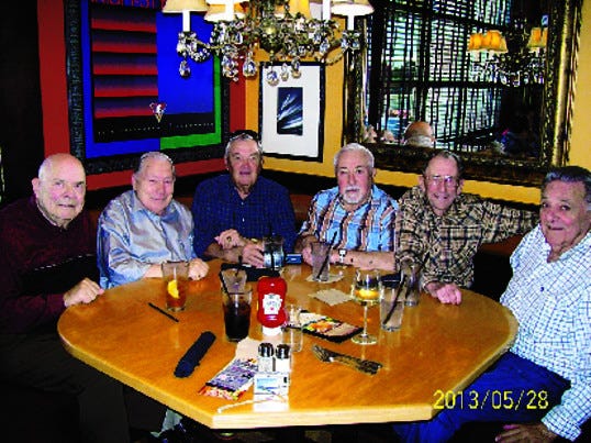 Six men who met in 1937 have maintained their friendship for more than seven decades. They are, from left, Donald R. Smith, W. Ronald Coale, Gordon Fergusson, Victor J. Leonardini, Mark Huffacker and Don Calcaterra.