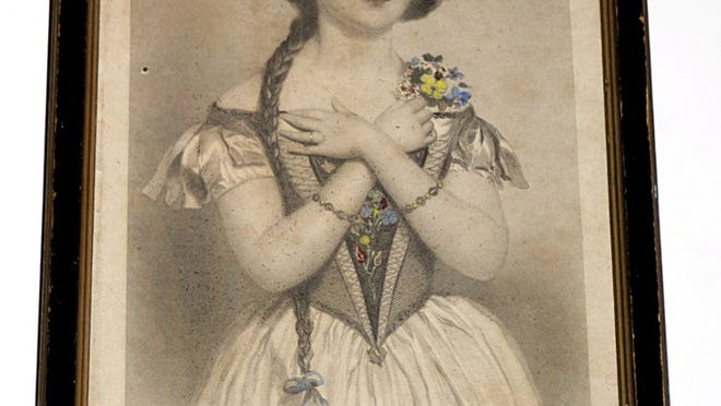 Illustration of Swedish Nightingale singer Jenny Lind, from the July 1850 edition of ‘Graham’s Magazine.’ Photo by Scott Simmons