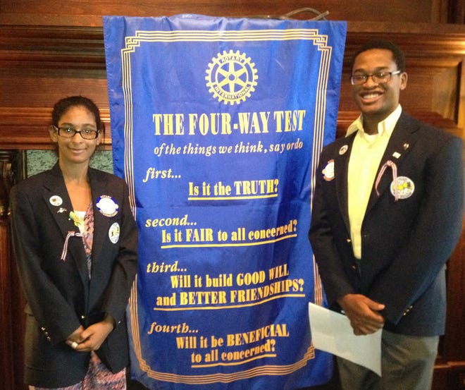 Hannah Baker and Brandon Francis at Sunset Rotary earlier this month. By SUSAN D. BRANDENBURG, Correspondent.