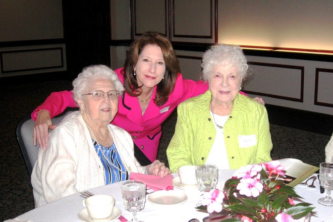 From left, Dorothy Bryan of Lexington, Jeanette Clough, Mount Auburn president and CEO, and Gertrude Gibson of Weston
