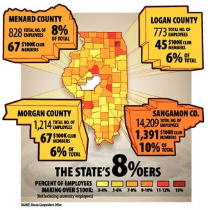 A look at each county's population of state employees who earn more than $100,000.