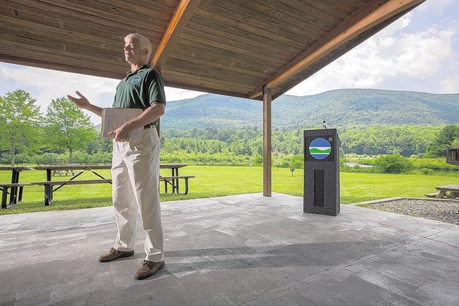 New York State Department of Environmental Conservation Commissioner Joe Martens announces millions of dollars in outdoor recreation improvements projects throughout the state, at the Kenneth L. Wilson Campground on Monday June 24, 2013 in Mount Tremper, NY. (Philip Kamrass/ For the Times Herald-Record)