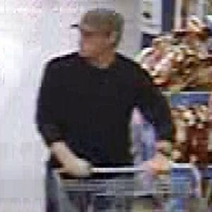 Plymouth police are looking for a man who stole an air conditioner, speakers, clothing and diapers from the town's Walmart.
