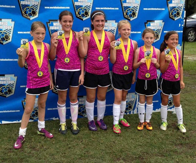 The U10 Gunner Girls from the Augusta Arsenal Soccer Club were champions in their age division at the World Futbol Tour 3v3 tournament held in Charleston, S.C., June 22. Team members are Cammi Williamson (from left), Reagan Gibbs, Claire Miller, Ansley Gibbs, Anna Claire Smith and Andi Washington.