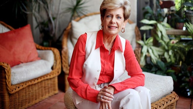 Minx Boren, president of the Executive Women of the Palm Beaches, at her home in Palm Beach Gardens.