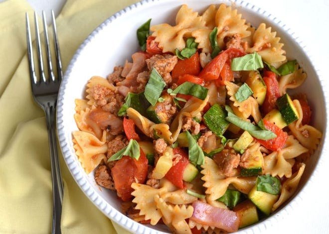 Grilled Vegetable and Sausage Farfalle