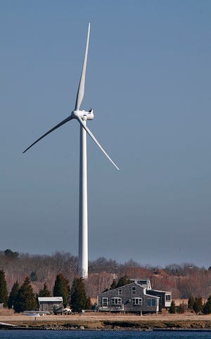 The new municipal wind turbine in Scituate is nearly 400 feet tall.