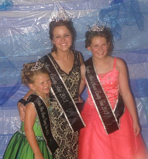 2013 Mercer County Fair Little Miss Katy Loving, Queen Bryanna Martin and Junior Miss Brynn Bergen.