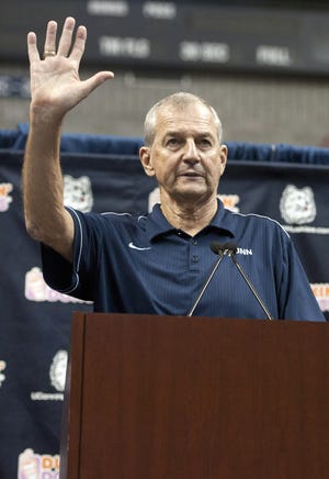 UConn will host a tribute to former coach Jim Calhoun on Sept. 22 at Gampel Pavilion.