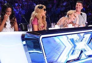 Kelly Rowland, Demi Lovato, Paulina Rubio and Simon Cowell | Photo Credits: Ray Mickshaw/Fox