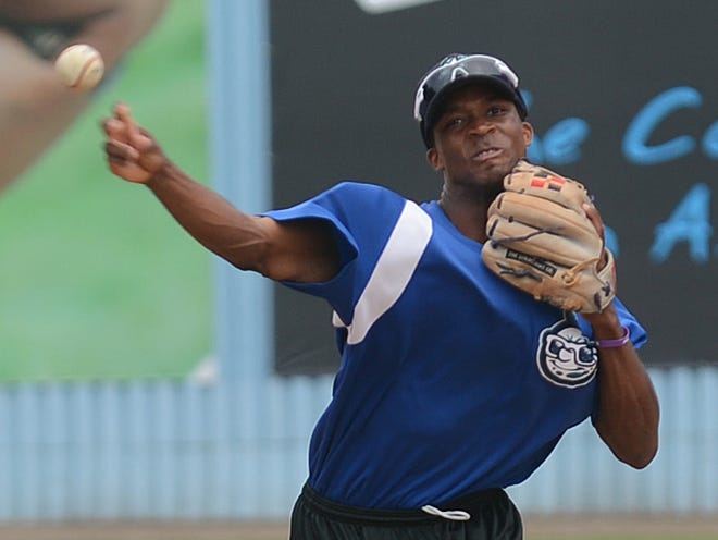 Asheville Tourists Rosell Herrera (7) practices at McCormick Field Friday before Asheville's game against West Virginia.