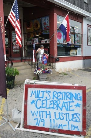 A sign is posted outside Moorestown Hardware on Mill Street notes Milt Grimes' retirement. The 82-year-old worked at the store for 26 years and is retiring.
