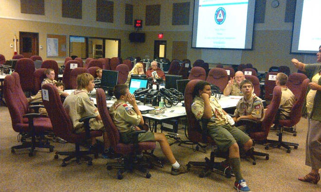 Members of Troop 330 at last month's preparedness session at the St. Johns County Emergency Operations Center. Contributed photo.