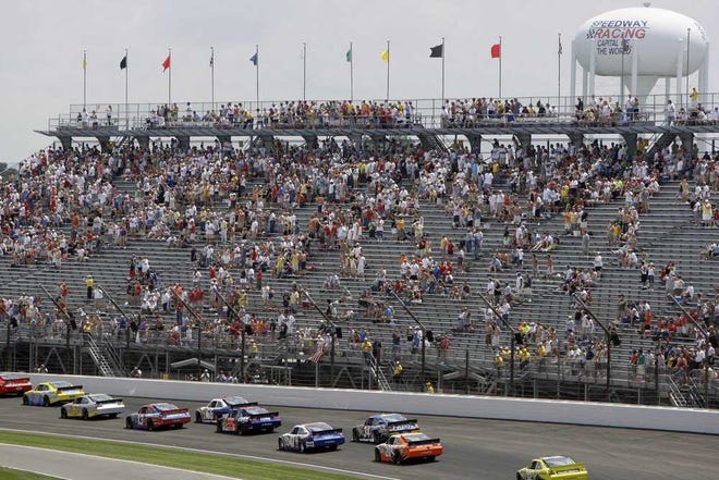 Drivers in the Brickyard 400 pass a half-full stand at the Indianapolis Motor Speedway on July 25, 2010. Despite the presence of NASCAR, the speedway is still known for the Indianapolis 500.  Darron Cummings Associated Press
