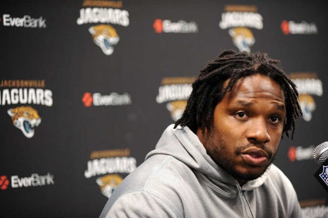 Jacksonville Jaguars running back Maurice Jones-Drew speaks at a press conference on Tuesday. Jones-Drew has been cleared by team doctors to begin practice on Friday when the Jaguars hold their first training camp practice.