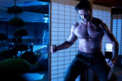This publicity photo released by Twentieth Century Fox shows Hugh Jackman as Logan/Wolverine in a scene from the film, "The Wolverine." The film opens July 25, 2013. (AP Photo/Twentieth Century Fox, Ben Rothstein)