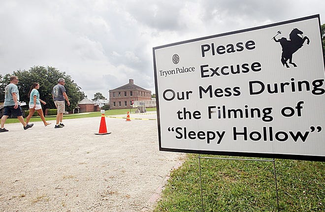 Construction began Sunday at Tryon Palace for the temporary sets being used in the filming of the television show 'Sleepy Hollow.'