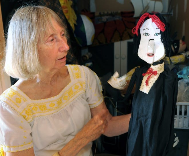 Medford Leas resident Pegi Siegel moves her rod puppet, named "Anemia." She has been involved with puppetry for almost 50 years, demonstrating and creating hand puppets, finger puppets and marionettes.