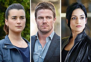 Cote de Pablo, Stephen Amell, Archie Panjabi | Photo Credits: Cliff Lipson/CBS; Eike Schroter/CBS; Cate Cameron/The CW