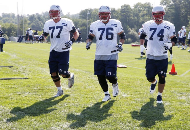 Offensive lineman Will Svitek (74), who was born in Czechoslovakia before leaving as a child, is trying to make the Patriots roster.