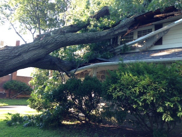 Nobody was injured, but a house in Cinnaminson sustained damage when a tree fell on it.