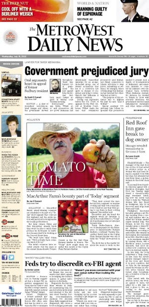 Front page of the MetroWest Daily News for 7/31/13
