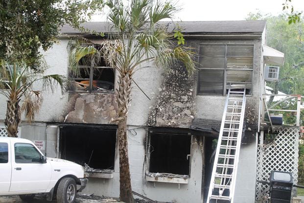 Scene of Thursday's fatal apartment explosion and fire at First Street and Cincinnati Avenue in St. Augustine.