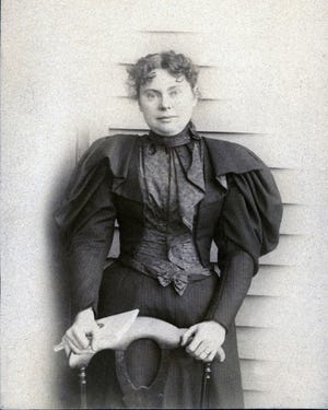 Lizzie Borden is depicted following her acquittal in 1893.