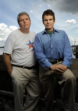 James Eddy (left) is planning to run for City Council in 2015 and will be part of the effort to get the
city to reintroduce and pass a human rights ordinance. Filmmaker Bill Retherford is working on a
documentary on the failed human rights ordinance effort.