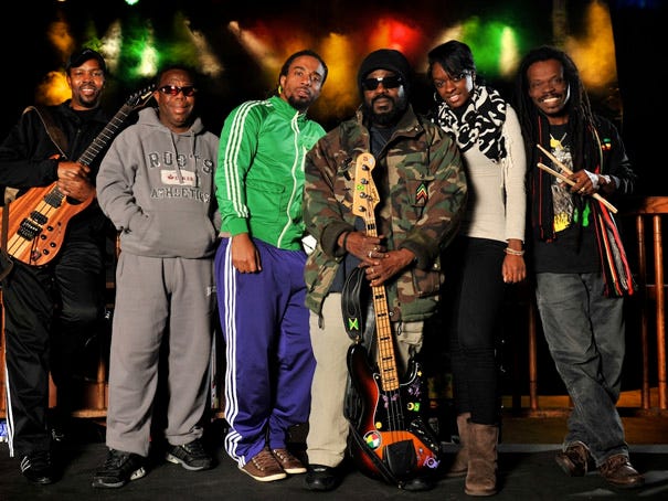 The last original member of Bob Marley’s band The Wailers is bassist Aston “Family Man” Barrett, third from left. Courtesy photo