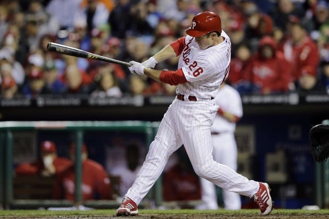 Chase Utley had the Phillies' first hit Tuesday in the fourth inning in an 8-2 loss to the Padres.