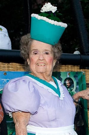 In this Sept. 24, 2009 file photo, Margaret Pellegrini, a cast member who played a Munchkin named Sleepy Head in the original "The Wizard of Oz" movie, attends the film's 70th Anniversary Emerald Gala at Tavern on the Green in New York. Pellegrini suffered a stroke Monday, Aug. 5, 2013 at her Glendale, Ariz., home and died Wednesday, Aug. 7, 2013 at a Phoenix-area hospital. She was 89.