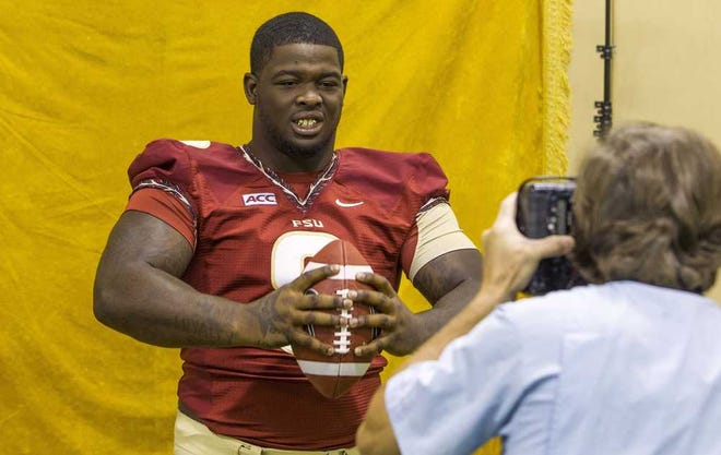 Mark Wallheiser For the Times-Union FSU nose guard Timmy Jernigan participates in the team's Media Day on Sunday in Tallahassee.
