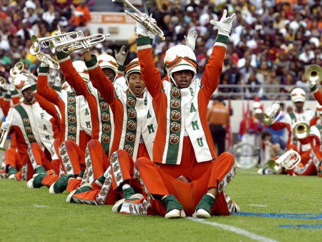 The Florida A&M University Marching 100 performs at halftime of the 2011 Florida Classic in Orlando. The band was suspended days later over the hazing death of drum major Robert Champion, which followed the Nov. 19 game. 
(JOSEPH BROWN III | THE ASSOCIATED PRESS)