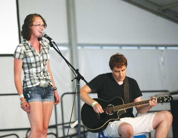 Photo by Ashley Schreyer/New Jersey Herald - Casey Seely, left, and Alex Stockmal won Sussex County’s Got Talent at the New Jersey State Fair.