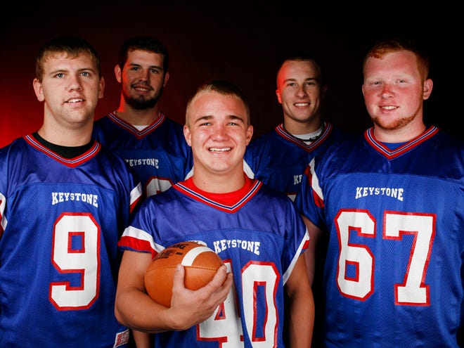 Keystone Heights High School players pose during High School Media Day on July 24,2013, in Gainesville.