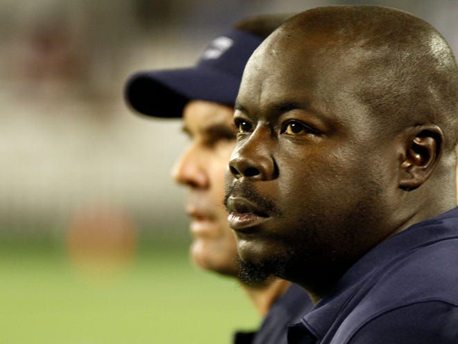 Manatee High School assistant coach Rod Frazier during the 2011 State Football Championship in Orlando. Four Manatee Schools employees or former employees were charged with failing to report suspected abuse of minors by Frazier.
