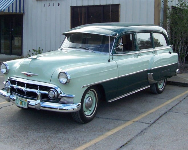 The exterior of the 1953 Chevrolet wagon is restored.