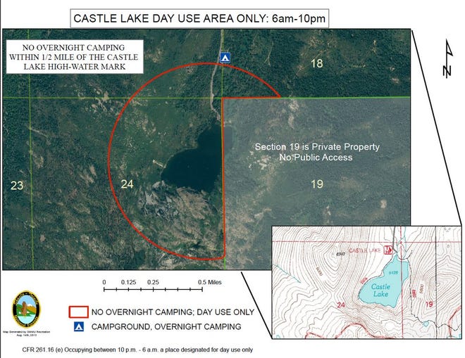 Castle Lake boundary restrictions. Courtesy of the US Forest Service
