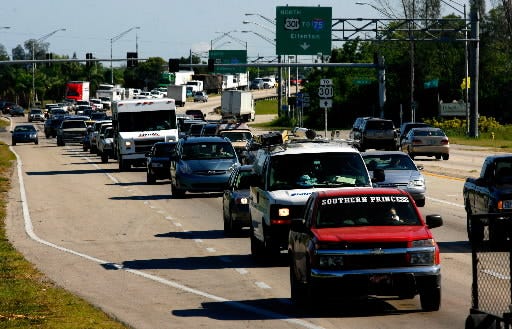 Traffic backs up in Manatee County during a 2008 highway reconstruction project.