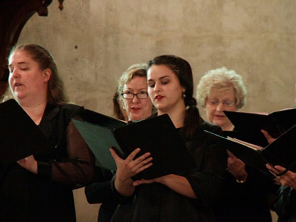 Stephanie Roache (from left), Giles MacMillan, Catriona MacLean and Georgia Sill sing with the Wilmington Choral Society. Contributed photo