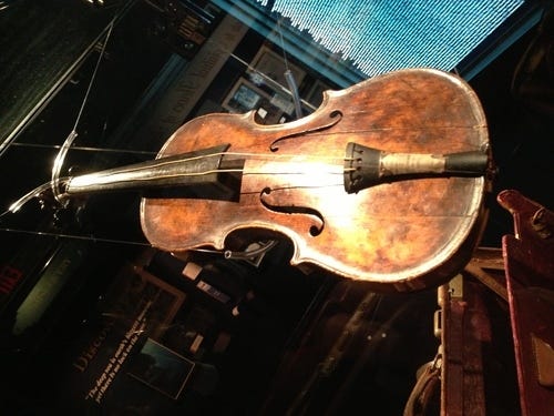 PHOTO COURTESY OF TITANIC BRANSON The actual violin Wallace Hartley played as the Titanic sank into the Atlantic Ocean is on display at the Titanic Museum Attraction in Branson, Mo., through Sept. 7. The exhibit was extended to allow more guests to see the priceless treasure before it’s auctioned off in England in October. 
 PHOTO COURTESY OF TITANIC BRANSON Wallace Henry Hartley, who led the orchestra as bandmaster aboard the RMS Titanic, was 33 years old when he perished in the ship’s sinking in 1912.